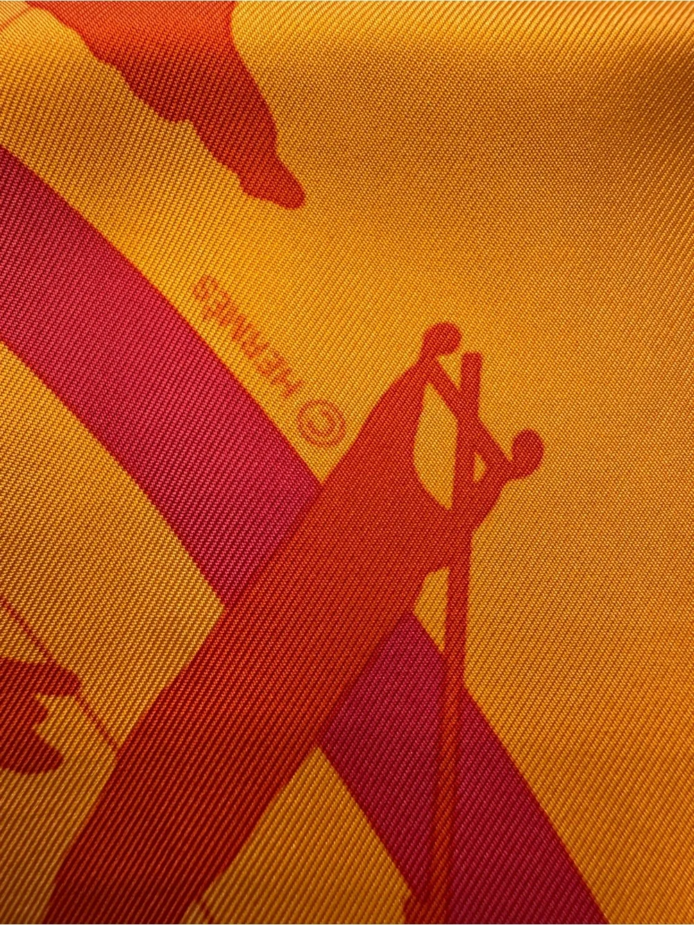 Hermès Paris Jeux d’ Ombres Orange and Yellow Silk Scarf